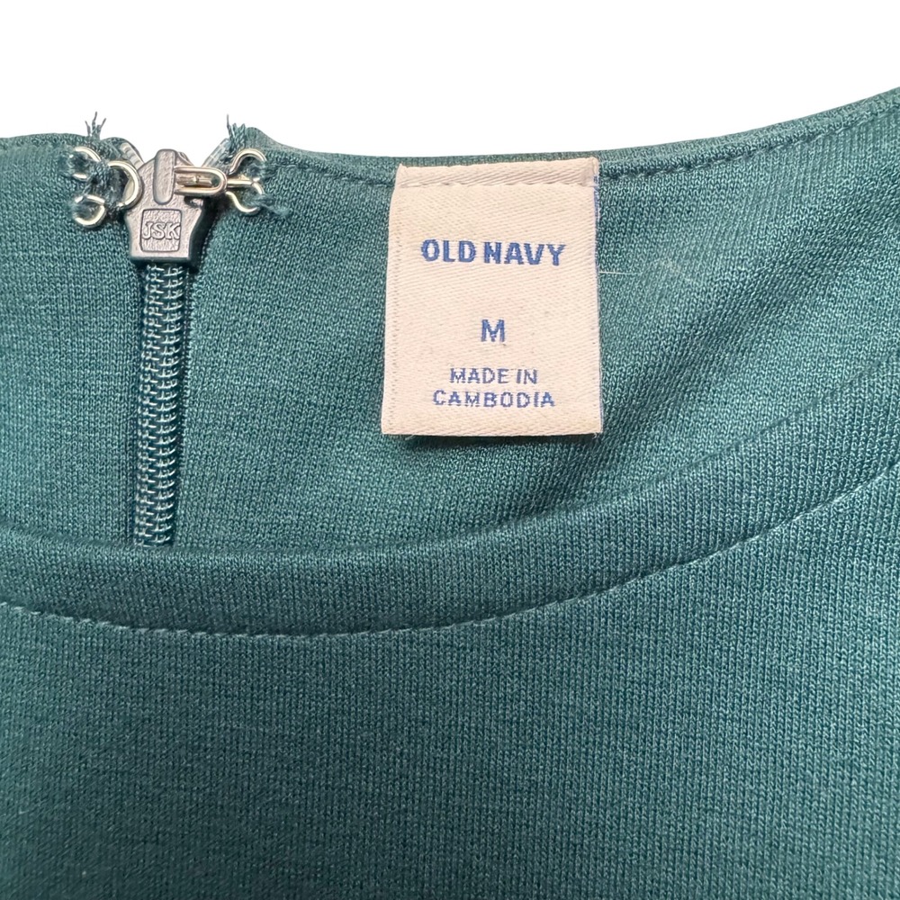 Old Navy Womens Dress Medium Emerald Teal Sheath Ruffle Sleeve Career - Picture 4 of 6